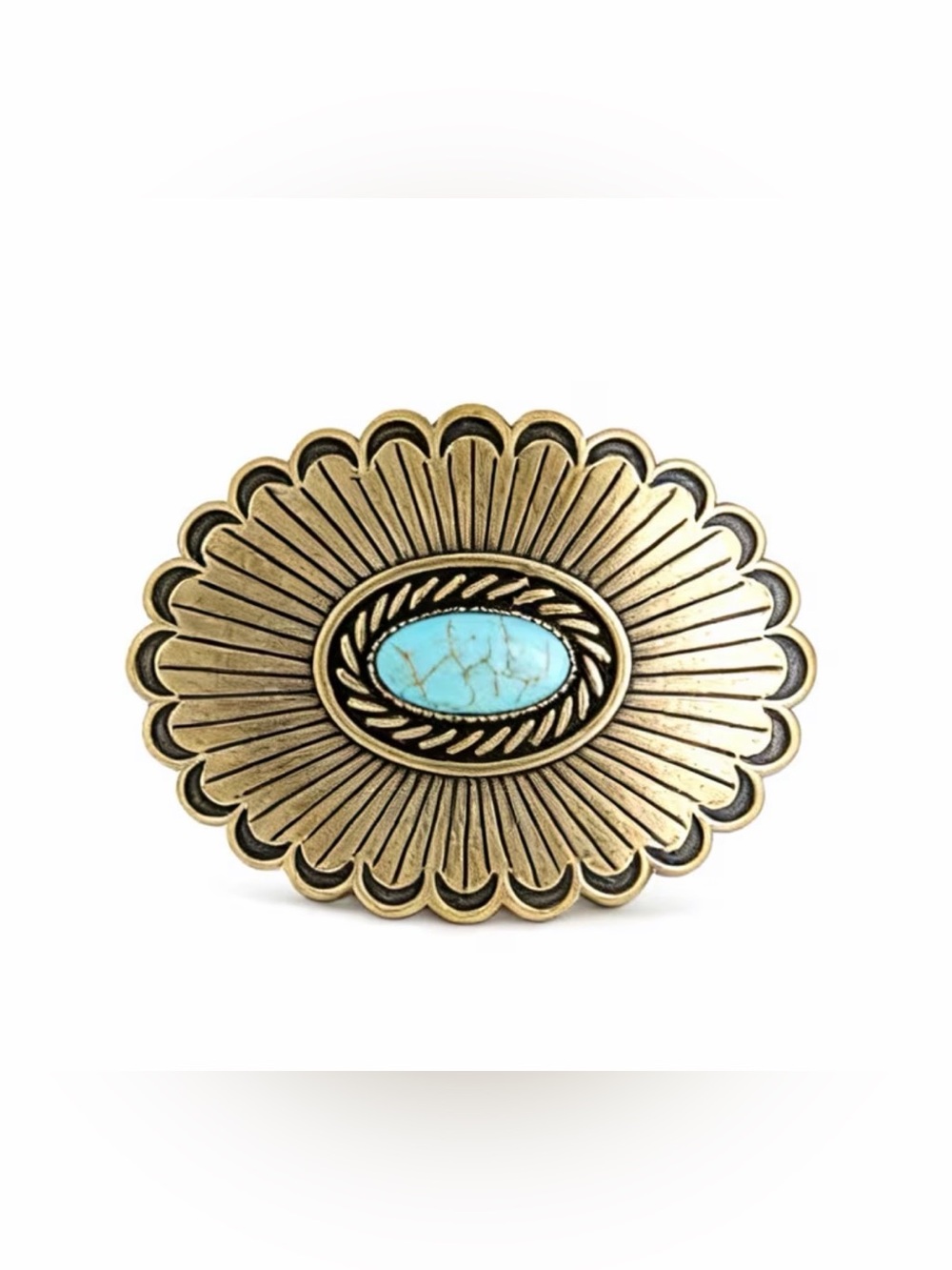 Western Hair Barrette With a Turquoise Accent Brass Decorative